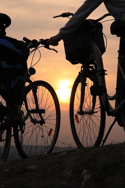 bicycles, nature, sunset, tour, west, evening, landscape